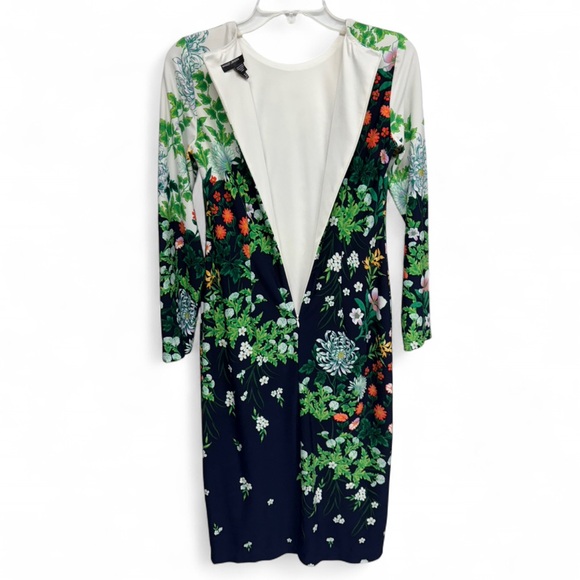 Maggy London Floral Long Sleeve Sheath Dress - Size 2 - Picture 4 of 6